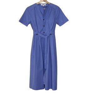 SIMPLE RETRO  BLUE‎  COTTAGECORE VINTAGE INSPIRED   COTTON MIDI  DRESS  SIZE S